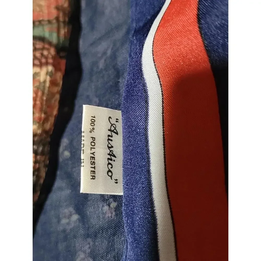 Scarf cravat Austico label 70s 80s blue and Red, White stripes 25